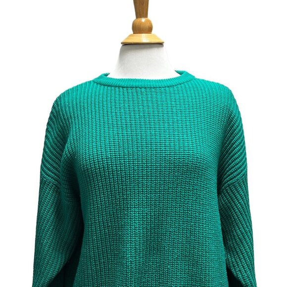 VTG Y2K Venezia Vitale Sweater Size Large Green Knit Chunky Thick Knit Long - Picture 2 of 12